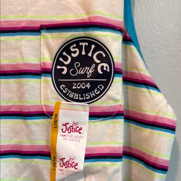 Justice Surf Kids Large 12 - 14 Striped Tank Top with Tie Front - Picture 3 of 10
